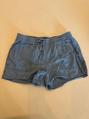 J Crew Casual Drawstring Linen-Blend Shorts in Slate Blue